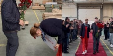 Pensionare în România de Cartea Recordurilor. Defilare pe covorul roșu, iar patroana în plecăciuni în fața pensionarului