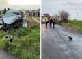 Accident mortal. Dezastru pe șosele. O mașină a „zburat” prin aer peste 100 de metri după un impact frontal