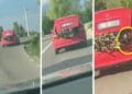 ULUITOR. Imagini șocante! O șoferiță și-a cărat copilul în portbagaj pentru a ține de lemne pentru a nu le pierde pe șosea