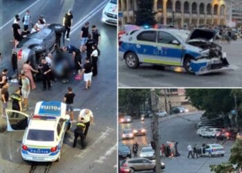 O șoferiță vitezomană care nu prea știe regulile de circulație în trafic s-a oprit cu mașina ei, într-un echipaj de Poliție aflat în Misiune