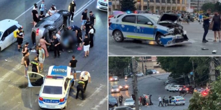 O șoferiță vitezomană care nu prea știe regulile de circulație în trafic s-a oprit cu mașina ei, într-un echipaj de Poliție aflat în Misiune