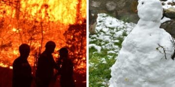 O țară e împărțită între vară și iarnă. Unde arde Soarele, incendiile au făcut prăpăd! Unde a nins, sunt peste 10 centimetri de zăpadă!