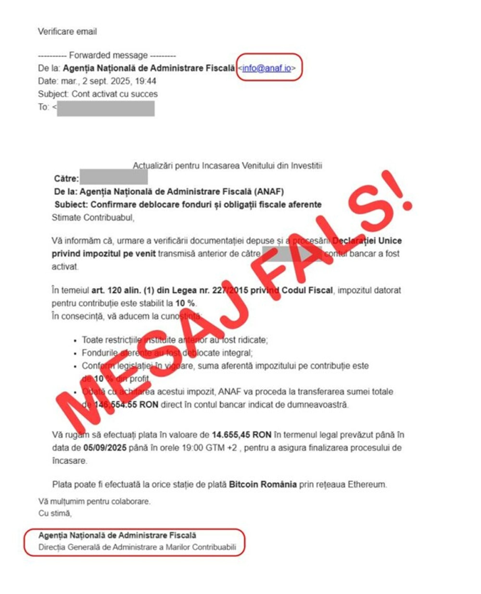 Mesaje false în numele ANAF invadează contribuabilii! Iată cum vă puteți proteja!