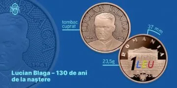 BNR lansează prima monedă tricoloră din România, dedicată lui Lucian Blaga! Va fi emisă în maximum 5.000 de exemplare!
