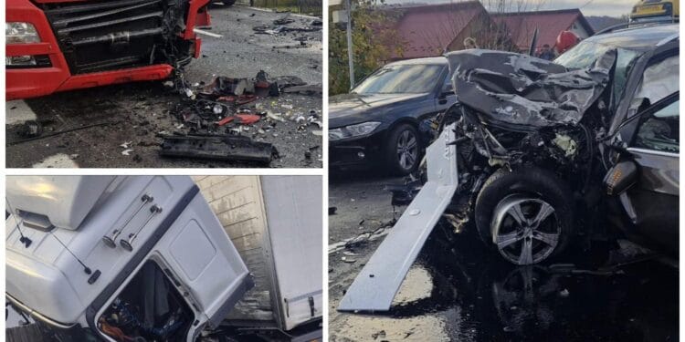 ACCIDENT CUMPLIT! Două tiruri și un turism s-au ciocnit violent! un bărbat și-a pierdut viața!