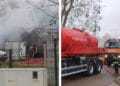 Incendiu la o hală. Pompierii încearcă să împiedice propagarea focului spre un depozit cu 50 de tone de azotat de amoniu