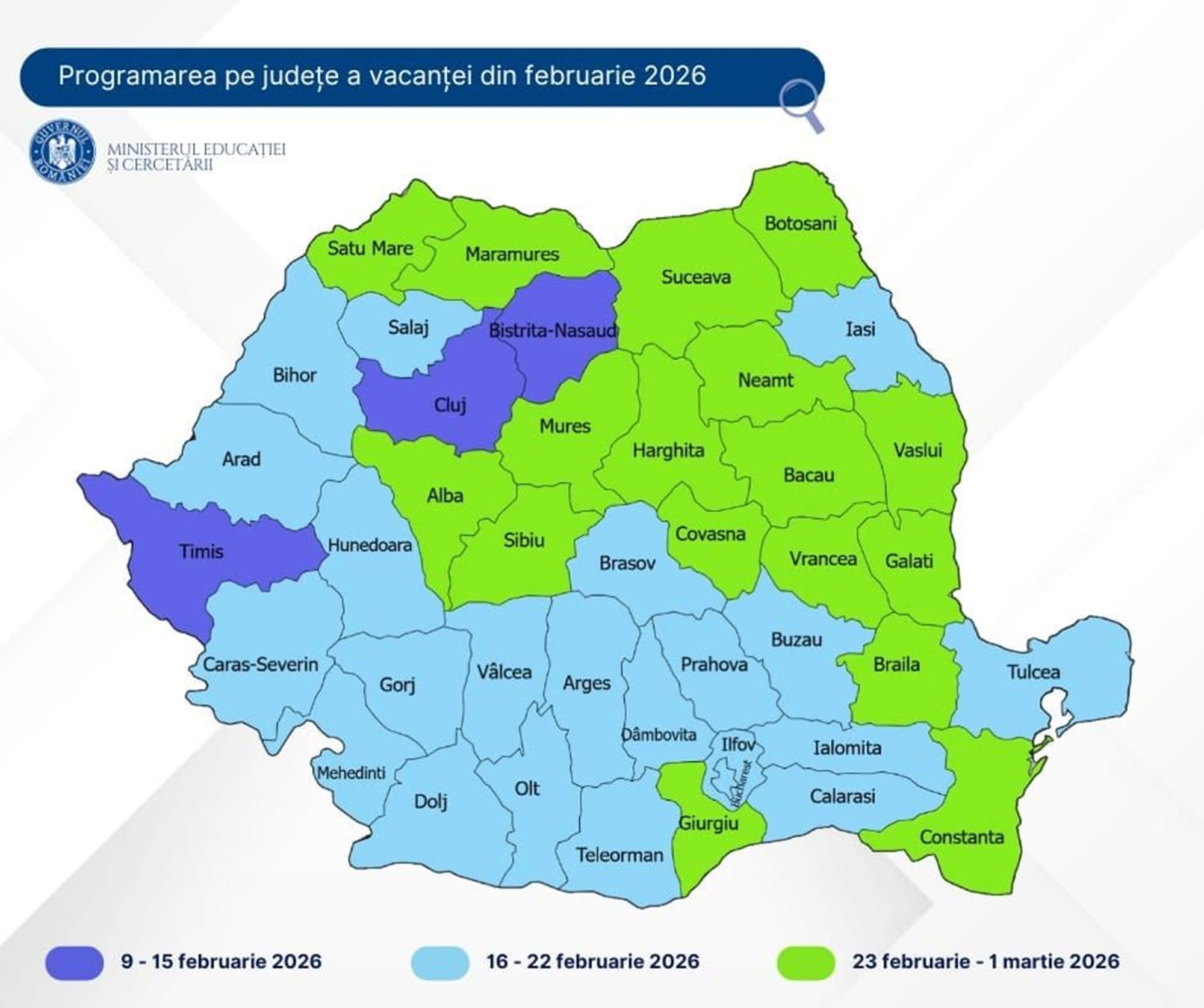 Harta vacanțelor de schi 2026