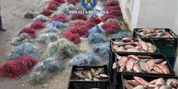 VIDEO. Razie anti-braconaj! Aproape 400 de kilograme de pește și zeci de plase monofilament, confiscate!