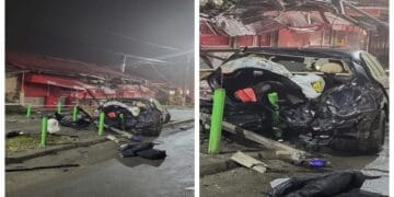 O mașină a zburat peste sensul giratoriu și a fost proiectată pe un magazin! Șoferul a fost rănit!