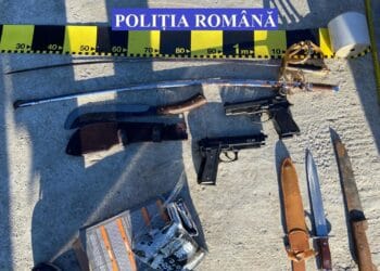 VIDEO. Arsenal descoperit la percheziții! Muniție, arme albe și un revolver căutat de autoritățile din Germania!
