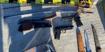 VIDEO. Arsenal descoperit la percheziții! Muniție, arme albe și un revolver căutat de autoritățile din Germania!
