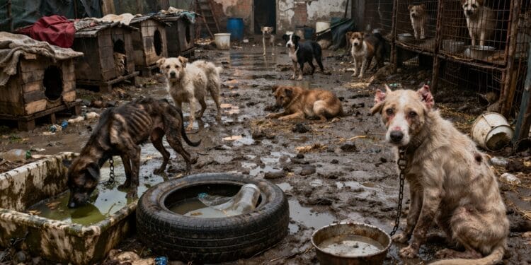 Orori descoperite de oamenii legii! 43 de câini ținuți în condiții improprii, mutilați de proprietar. Dosar penal deschis de polițiști