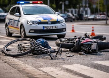 Accident! Biciclist și motociclist răniți după o traversare pe roșu