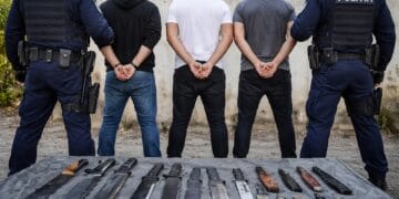 Trei bărbați arestați preventiv după o bătaie în plină stradă! Arme albe descoperite la percheziții