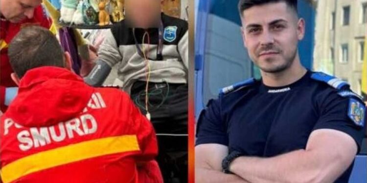 EROU ÎN TIMPUL LIBER! Un jandarm a salvat viața unui agent de pază într-un mall!