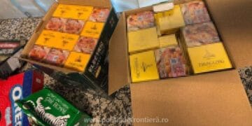 Captură importantă! Aproape 700 de pachete de țigări ascunse în dulciuri și electronice, descoperite în bagajele unui pasager