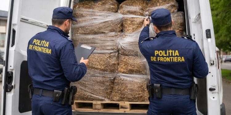 Captură uriașă! Peste o tonă de tutun ilegal, descoperită într-o autoutilitară de curierat!