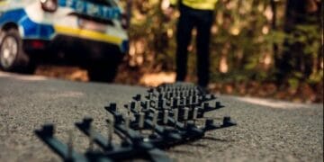 Urmărire ca în filme! Un adolescent de 16 ani a fugit de poliție cu o mașină cu numere furate și a fost oprit cu SPIKE