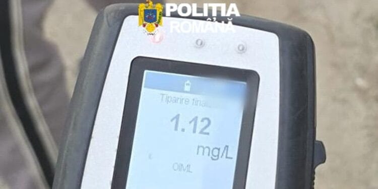 Șofer fără permis și cu alcoolemie uriașă, reținut de polițiști. Avea peste 1,10 mg/l alcool pur în aerul expirat