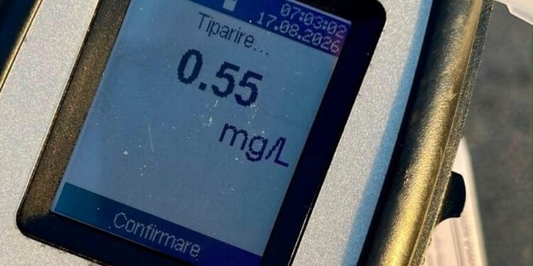 Șofer prins băut la volan! Alcooltestul a indicat 0,55 mg/l alcool pur în aerul expirat