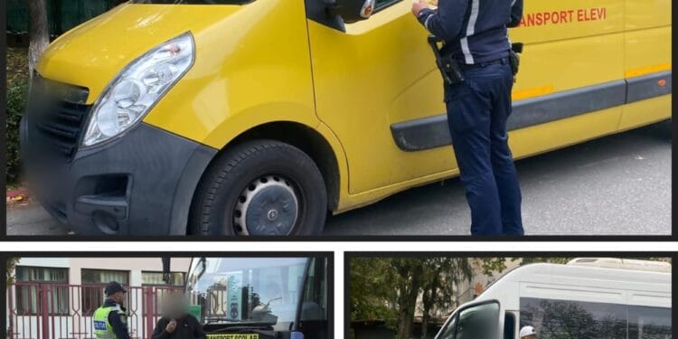 Microbuzele școlare, verificate de polițiști. Șoferii au fost testați pentru alcool