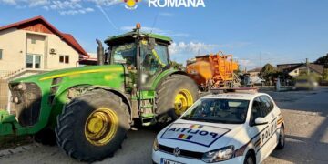 Tânăr de 22 de ani, prins cu un utilaj agricol neînmatriculat! Nu avea nici permis de conducere