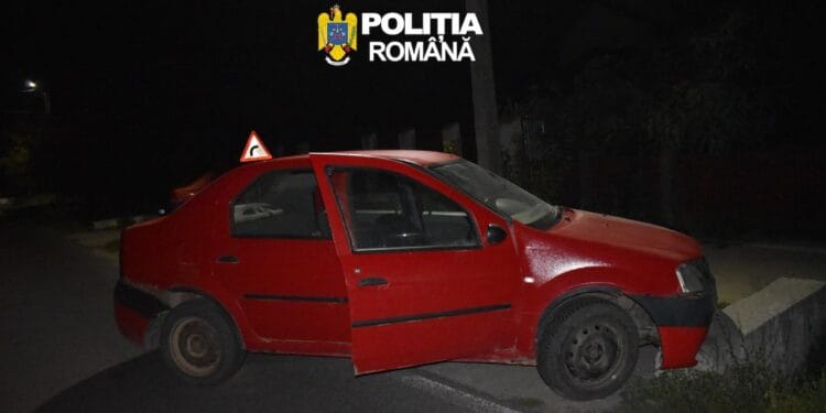Urmărire ca-n filme! Trei bărbați suspectați de braconaj au fugit de polițiști și au ajuns cu mașina într-un podeț
